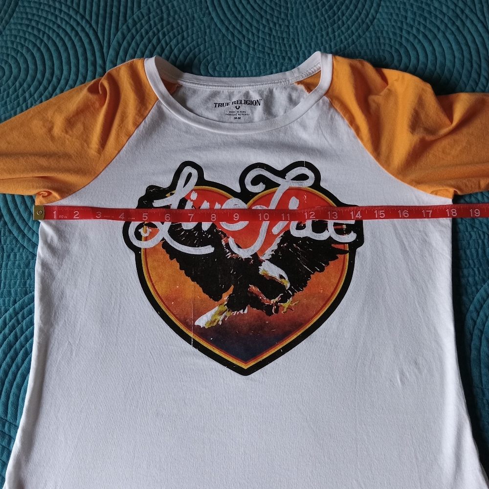 True Religion Live Free & Eagle Graphic‎ Baseball Jersey Raglan Sleeve Retro - Picture 9 of 11